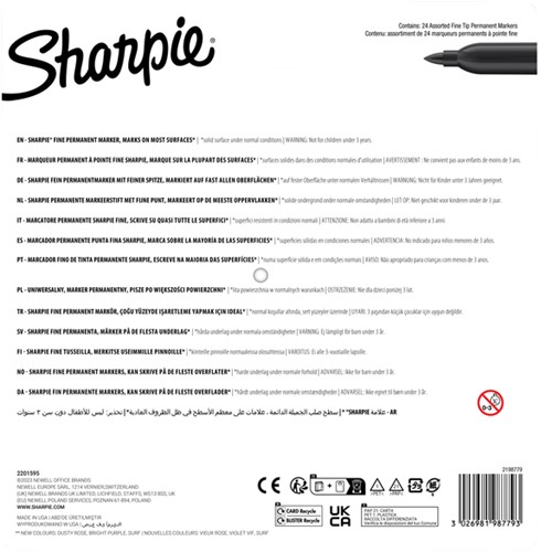 Viltstift Sharpie Glampop fijn assorti blister à 24 stuks-2