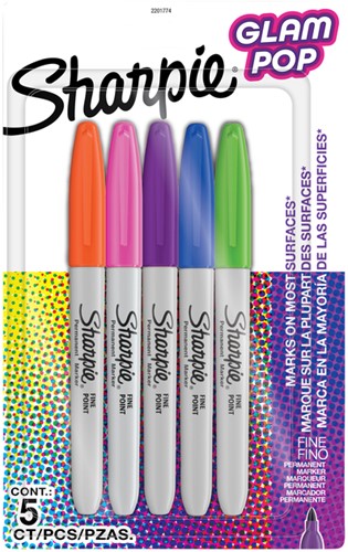 Viltstift Sharpie Glampop fijn assorti blister à 5 stuks