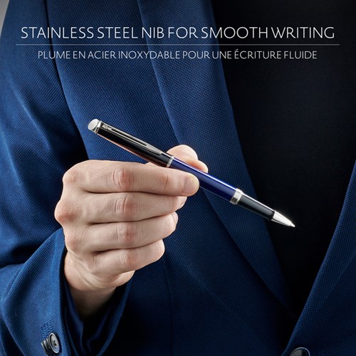 Rollerpen Waterman Hémisphère Colour Blocking black en blue CT fijn-2