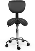 Zadelkruk Office rugleuning laag harde wielen zw-2