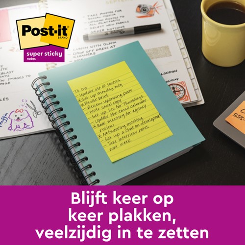Memoblok 3M Post-it XL-LL Super Sticky 101mmx101mm groen met lijn 70 vel-2