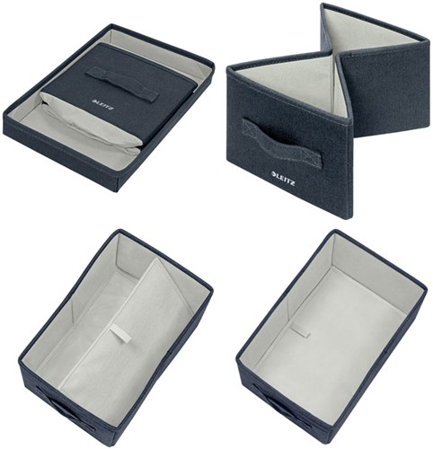 Opbergdoos Leitz gestoffeerd met deksel 190x160x285mm grijs 2 st-1