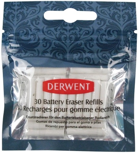 Navulling Derwent gum op batterijen 30 stuks wit