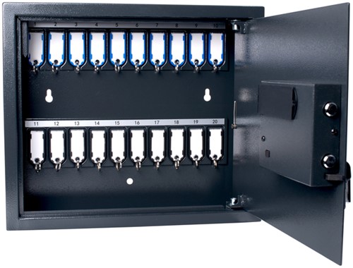 Sleutelkast Pavo High security Magnettag met fingerprintslot 20 haken 350x410x100mm-3