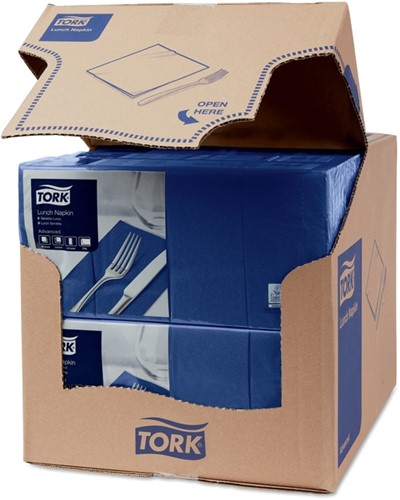 Lunchservet Tork Advanced 1/8 vouw 2-laags 328x325mm 200 vel donkerblauw 477421-3