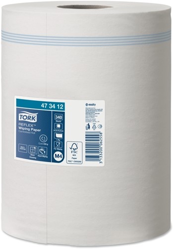 Poetspapier Tork M4 Reflex Premium 1-laags 340 vel wit 473412-2