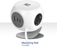 Stekkerblok ACT 3 voudig  inclusief 2x USB C/A 1.5 meter wit/grijs-6