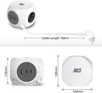 Stekkerblok ACT 3 voudig  inclusief 2x USB C/A 1.5 meter wit/grijs-10