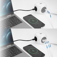 Stekkerblok ACT 3 voudig  inclusief 2x USB C/A 1.5 meter wit/grijs-19