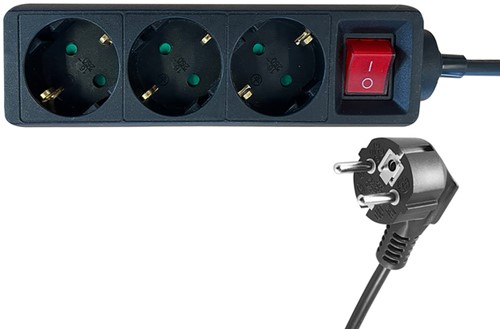 Stekkerdoos BRASQ  3 voudig 3 meter zwart-1