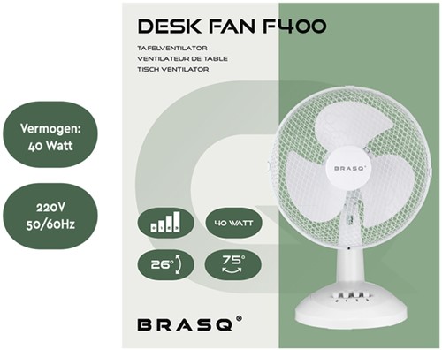 Tafelventilator BRASQ F400 Ø 30cm wit-6