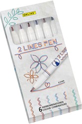 Fineliner Online 2-lijnen assorti doos à 6 stuks
