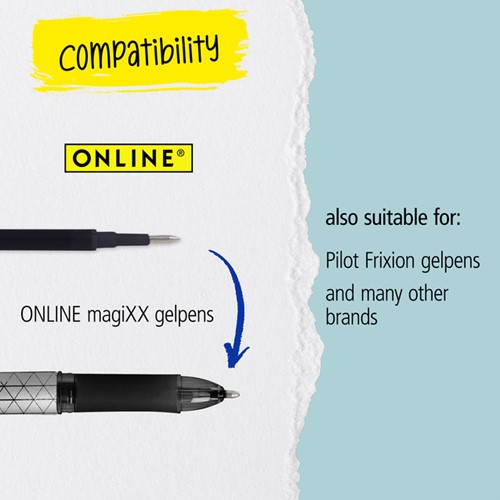 Gelschrijvervulling Online Magixx medium zwart blister à 3 stuks-3