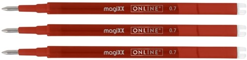 Gelschrijvervulling Online Magixx medium rood blister à 3 stuks-2