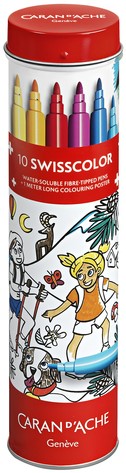 Viltstift Caran d'ache Swisscolor met poster koker à 10 kleuren