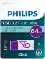 USB stick 3.2 Philips Click USB-C 64GB paars