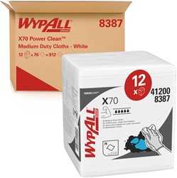 Poetsdoek WypAll X70 PowerClean 305x317mm 12x76vel wit 8387
