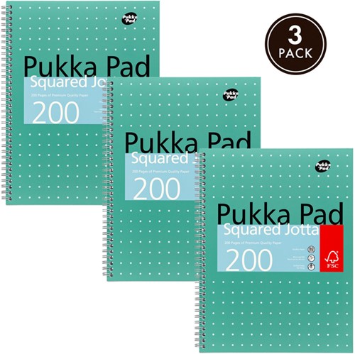 Collegeblok Pukka Pad Jotta A4 ruit 5x5mm 4-gaats 200 pagina's 80gr groen-1
