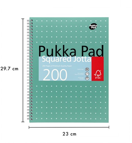 Collegeblok Pukka Pad Jotta A4 ruit 5x5mm 4-gaats 200 pagina's 80gr groen-3