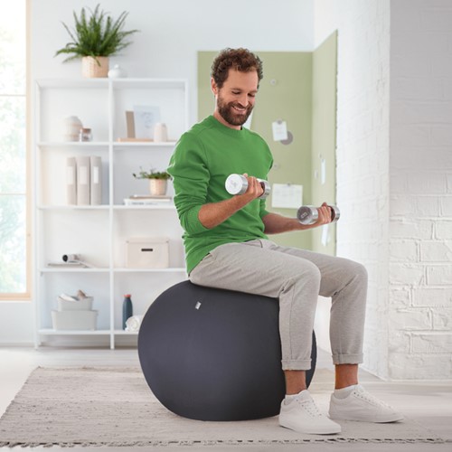 Actieve zitbal Leitz Ergo 55cm anti-rol donkergrijs-10