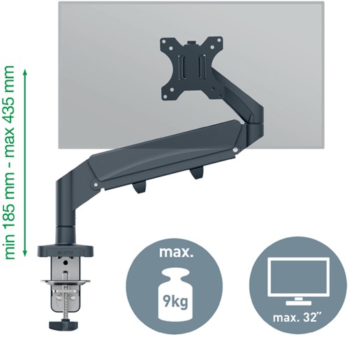Monitorarm Leitz Ergo ruimtebesparend enkel donkergrijs-2