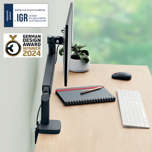Monitorarm Leitz Ergo ruimtebesparend enkel donkergrijs-5