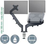 Monitor- en laptoparm Leitz Ergo ruimtebesparend dubbel donkergrijs-4