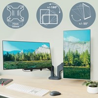 Monitorarm Leitz Ergo ruimtebesparend dubbel donkergrijs-3