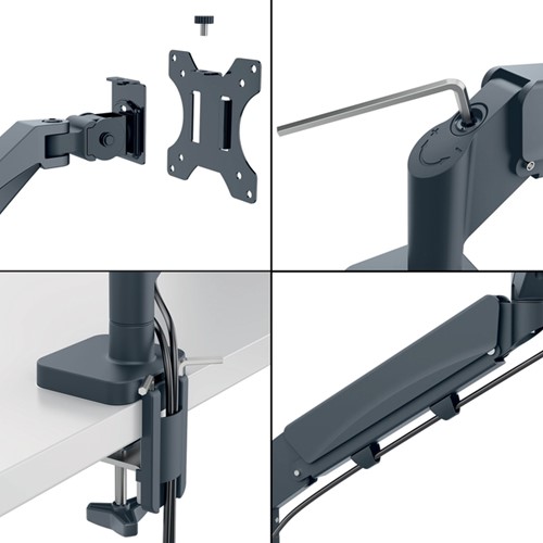 Monitorarm Leitz Ergo ruimtebesparend dubbel donkergrijs-8