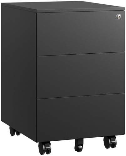 Ladeblok Euroseats 3 gelijke lade 50x39x60cm op wieltjes zwart