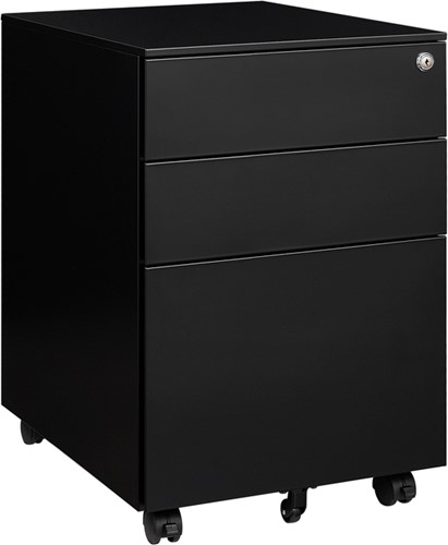 Ladeblok Euroseats 3 lade (2+1) 50x39x60cm op wieltjes zwart