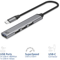 Hub ACT USB-C 3x USB-A 2.0 en 1x USB-A 3.0-2