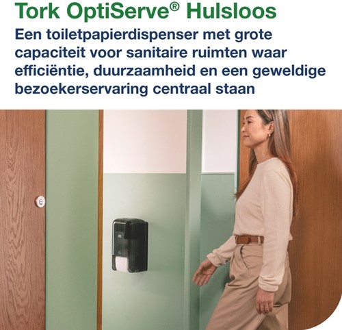 Toiletpapierdispenser Tork T7 Elevation OptiServe Coreless medium verticaal duo zwart 558042-2
