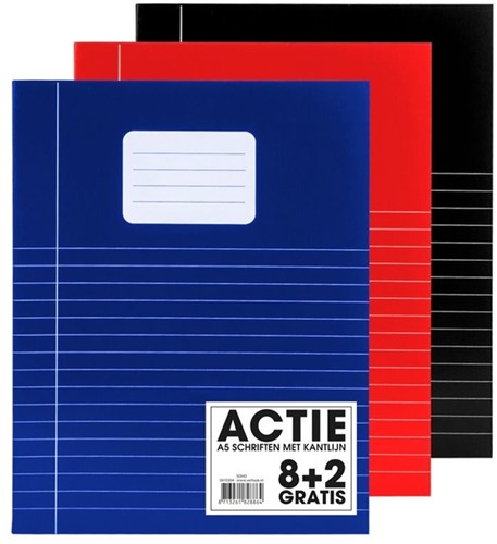 Schrift SOHO Basic A5 lijn 80 pagina's 70gr assorti 8+2 gratis