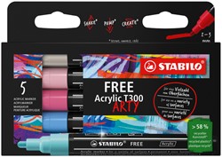 Acrylmarker STABILO  Free Acrylic T300 Candy assorti 5 stuks