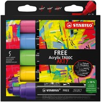 Acrylmarker STABILO  Free Acrylic T800C Seaside assorti 5 stuks