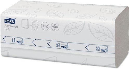 Handdoek Tork H2 Xpress compressed Advanced multifold 2-laags 212x320mm 12x200 vel wit 120454-2
