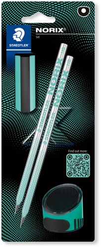 Potlood Staedtler Norix HB blister à 2 stuks zwart-groen