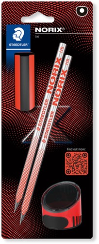 Potlood Staedtler Norix HB blister à 2 stuks zwart-koraal