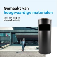 Afvalbak met asbak BRASQ 11 liter AT500 zwart-1
