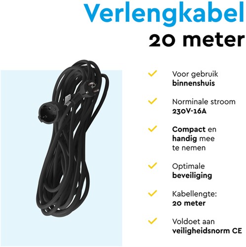 Verlengkabel BRASQ 20m zwart-2