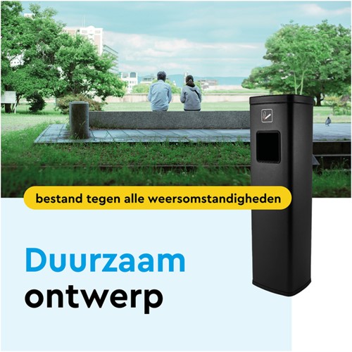 Afvalbak met asbak BRASQ 20 liter AT400 zwart-2