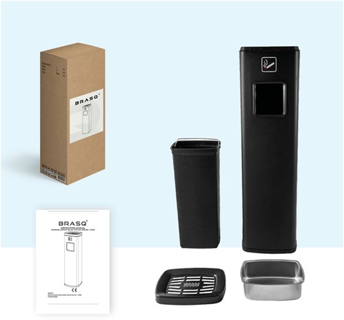 Afvalbak met asbak BRASQ 20 liter AT400 zwart-3