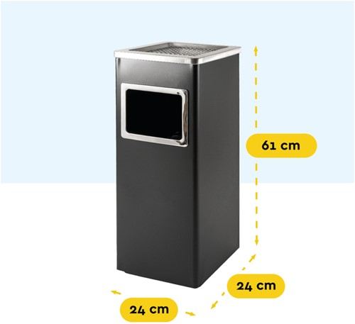 Afvalbak met asbak BRASQ 16 liter AT600 zwart-2