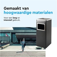 Afvalbak met asbak BRASQ 16 liter AT600 zwart-1
