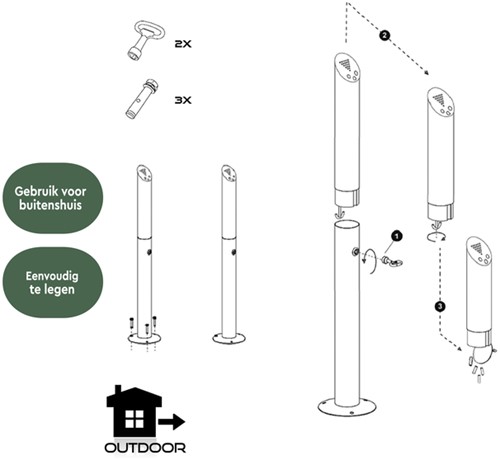 Asbak staand BRASQ AT300 RVS zwart-6