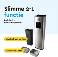 Afvalbak met asbak BRASQ 20 liter AT400 rvs-2