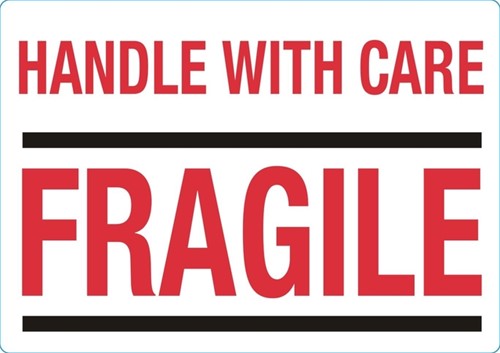 Waarschuwingsetiket IEZZY handle with care fragile 100mmx70mm 500st