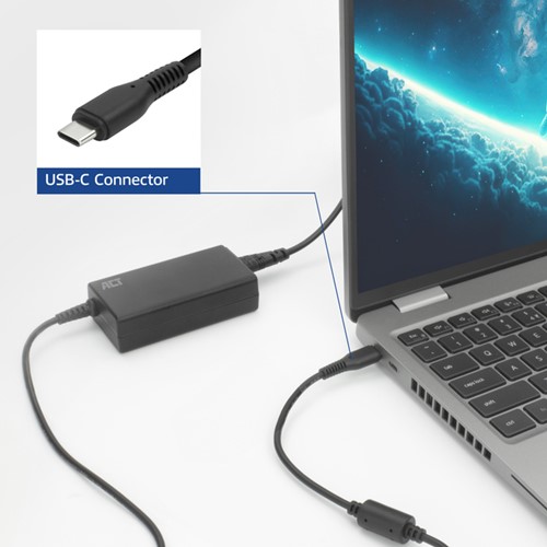 Laptop Oplader ACT USB-C Power Delivery 65W 3mtr-1