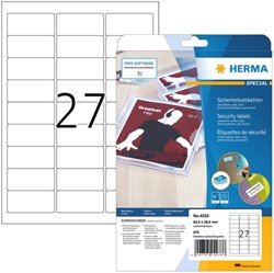 Veiligheidsetiket HERMA 4233 63.57x29.6mm wit 675 etiketten